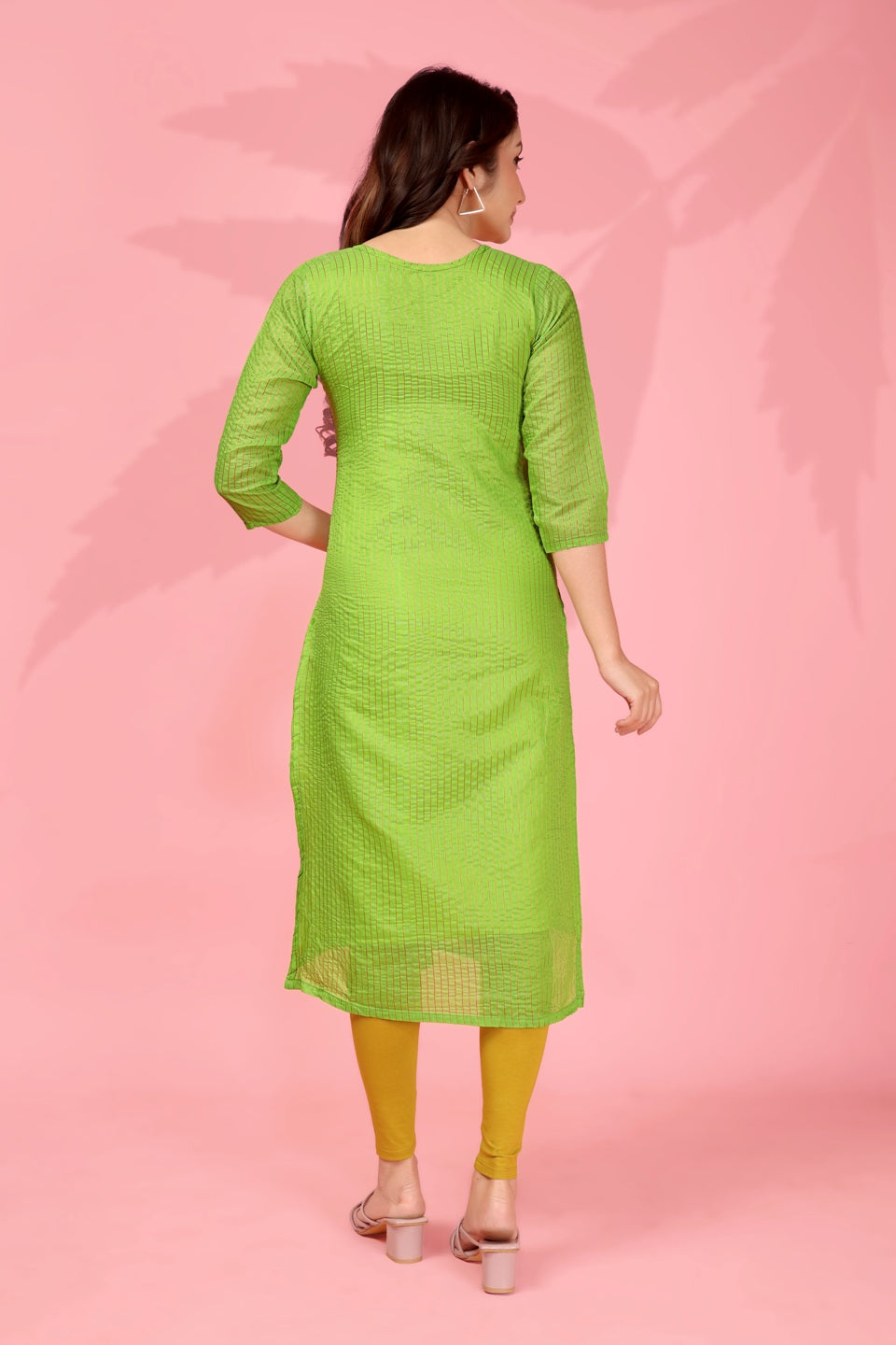 Jyoti Fashion Women's Parrot Green Kanchi Cotton Lining Zari Woven Designer Kurti Only - Distacart