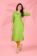 Jyoti Fashion Women's Parrot Green Kanchi Cotton Lining Zari Woven Designer Kurti Only - Distacart