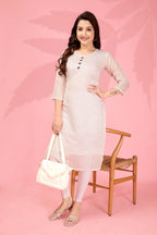 Jyoti Fashion Women's White Kanchi Cotton Lining Zari Woven Designer Kurti Only