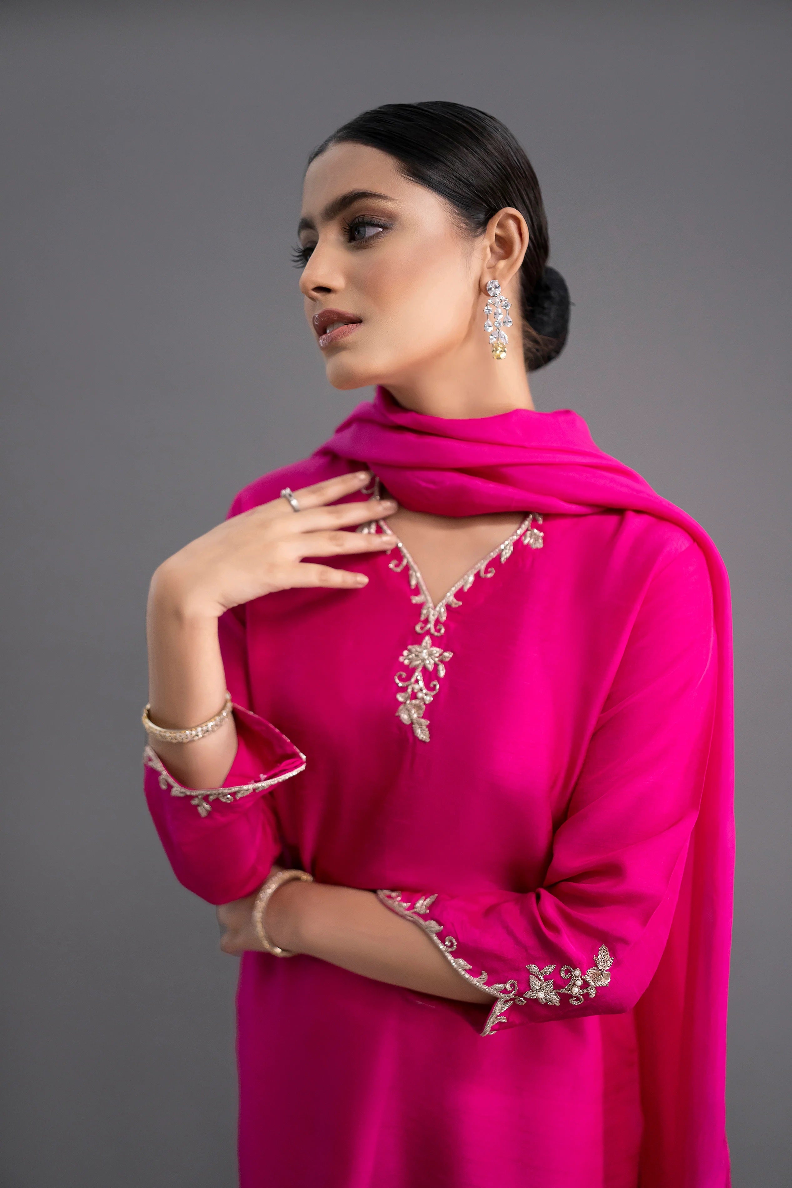 Jyoti Fashion Women's Pink Silk Blend Embroidered Designer Kurta Set with Dupatta - Distacart