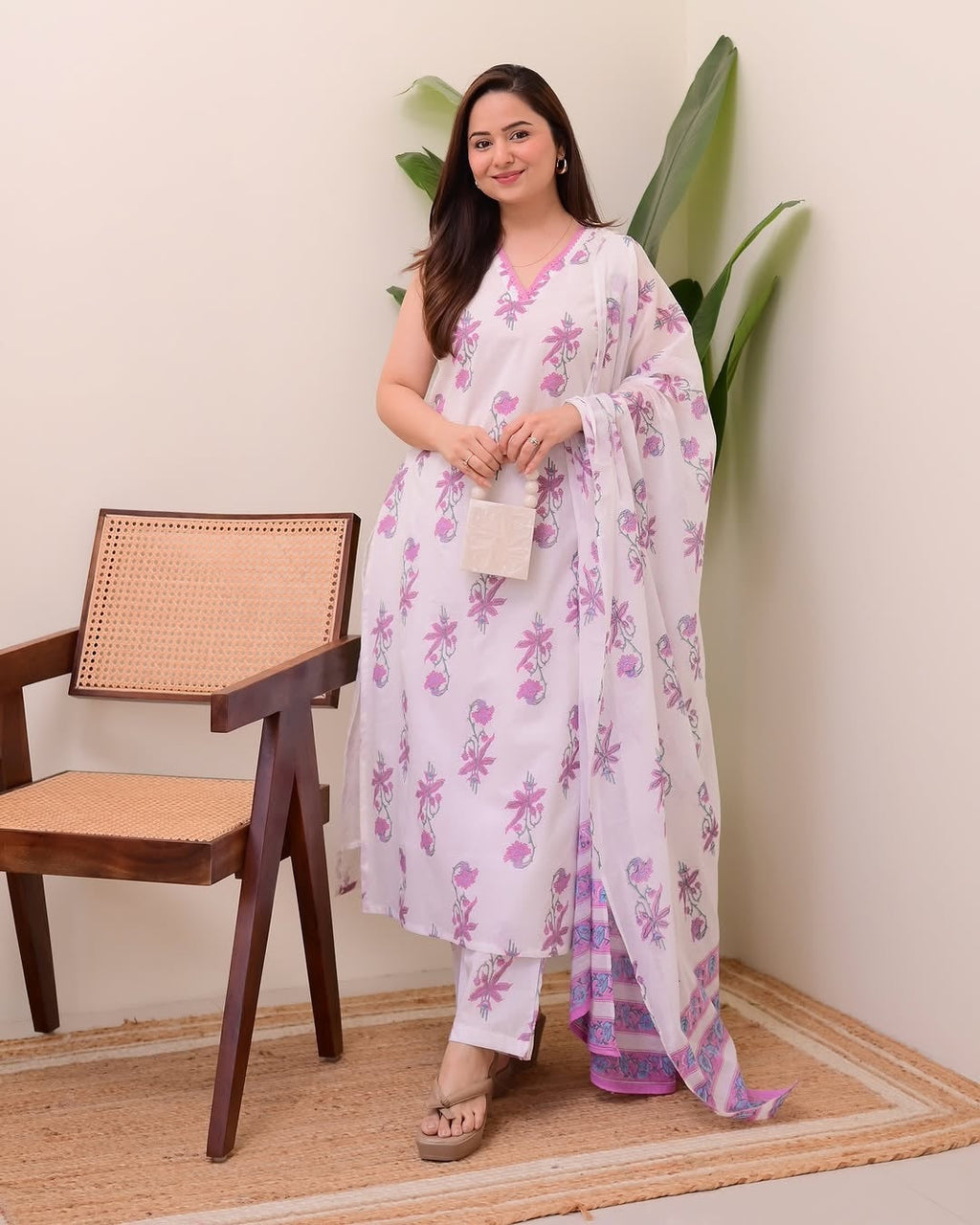 Jyoti Fashion Women's Purple Rayon Slub Floral Printed Designer Kurta Set with Dupatta - Distacart