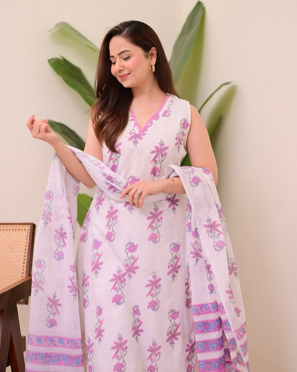 Jyoti Fashion Women's Purple Rayon Slub Floral Printed Designer Kurta Set with Dupatta - Distacart
