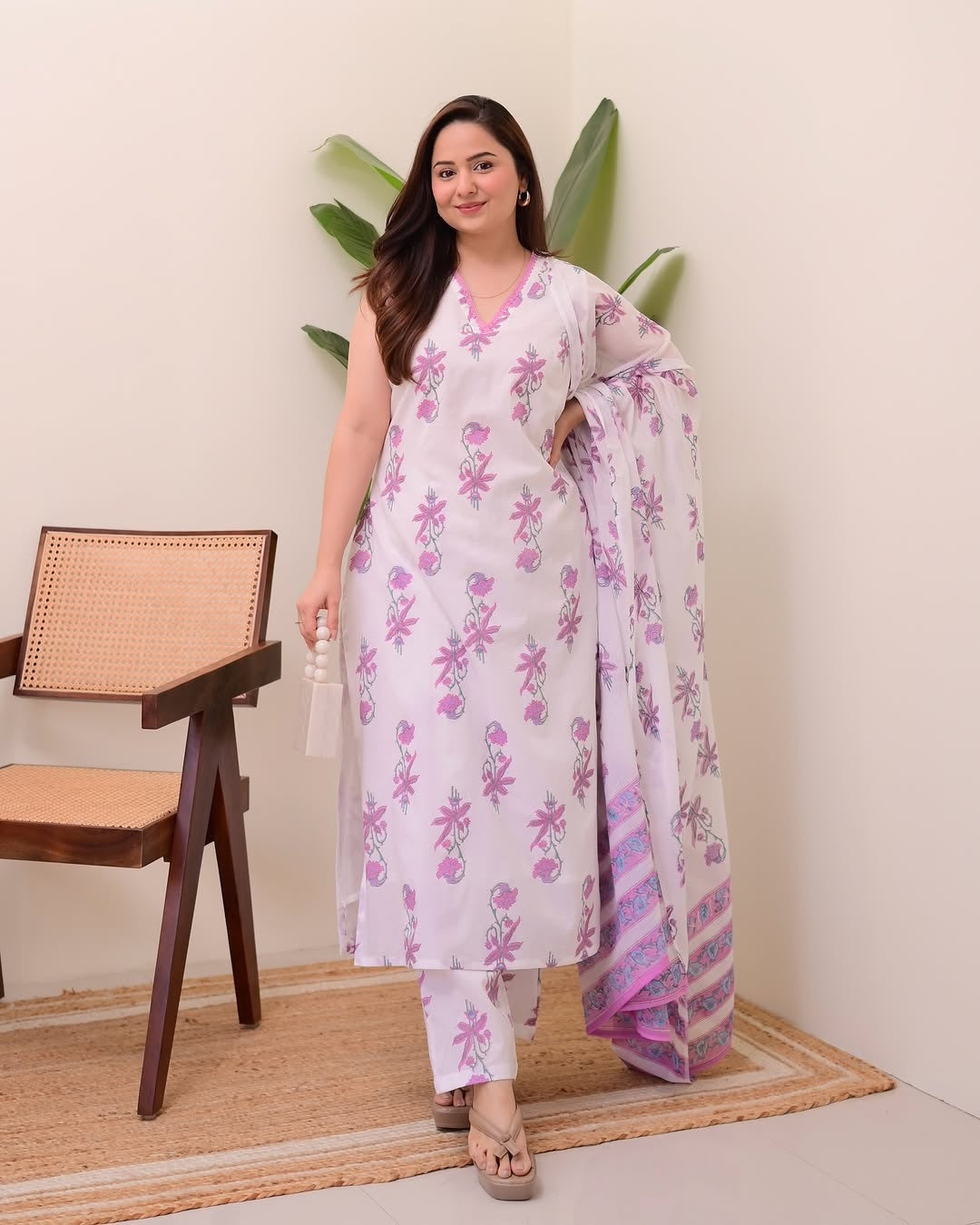 Jyoti Fashion Women's Purple Rayon Slub Floral Printed Designer Kurta Set with Dupatta - Distacart