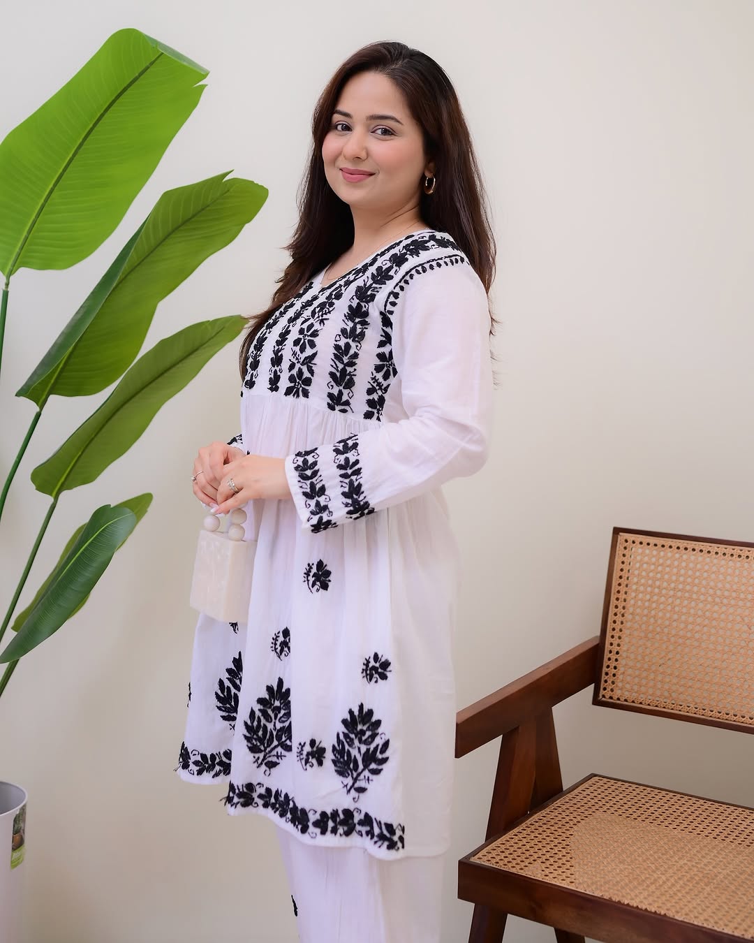 Jyoti Fashion Women's White Rayon Slub Embroidered Designer Kurti with Plazo - Distacart