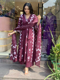 Jyoti Fashion Women's Wine Rayon Slub Printed Designer Kurta Set with Dupatta - Distacart