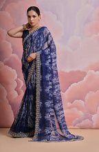 Jyoti Fashion Women's Blue Sequence with Zari Codding Georgette Saree with Blouse - Distacart