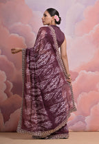 Jyoti Fashion Women's Wine Sequence with Zari Codding Georgette Saree with Blouse - Distacart