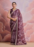 Jyoti Fashion Women's Wine Sequence with Zari Codding Georgette Saree with Blouse - Distacart