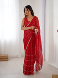 Jyoti Fashion Women's Maroon Soft Sitara Embroidered Designer Saree with Blouse - Distacart