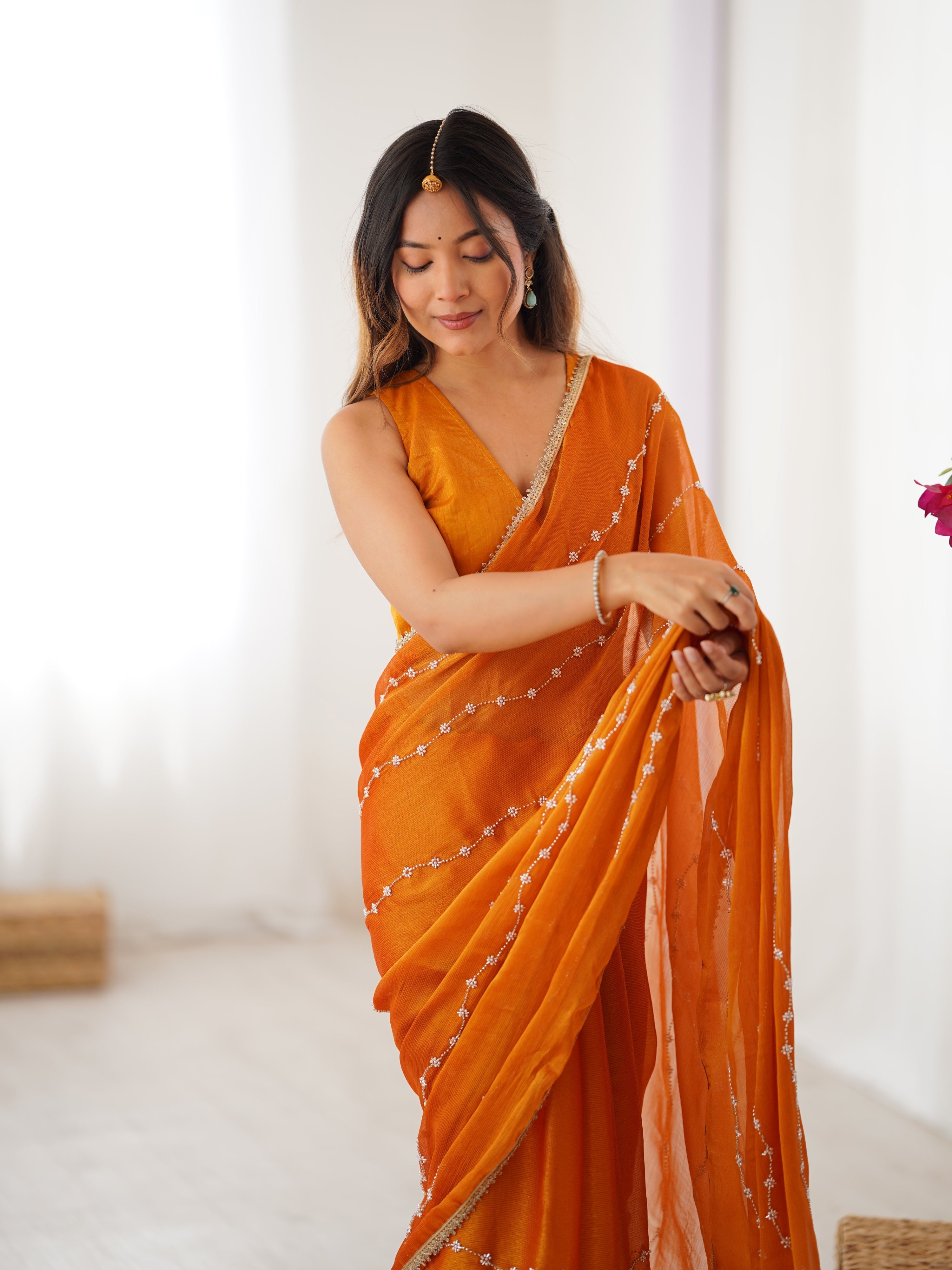 Jyoti Fashion Women's Mustard Soft Sitara Embroidered Designer Saree with Blouse - Distacart