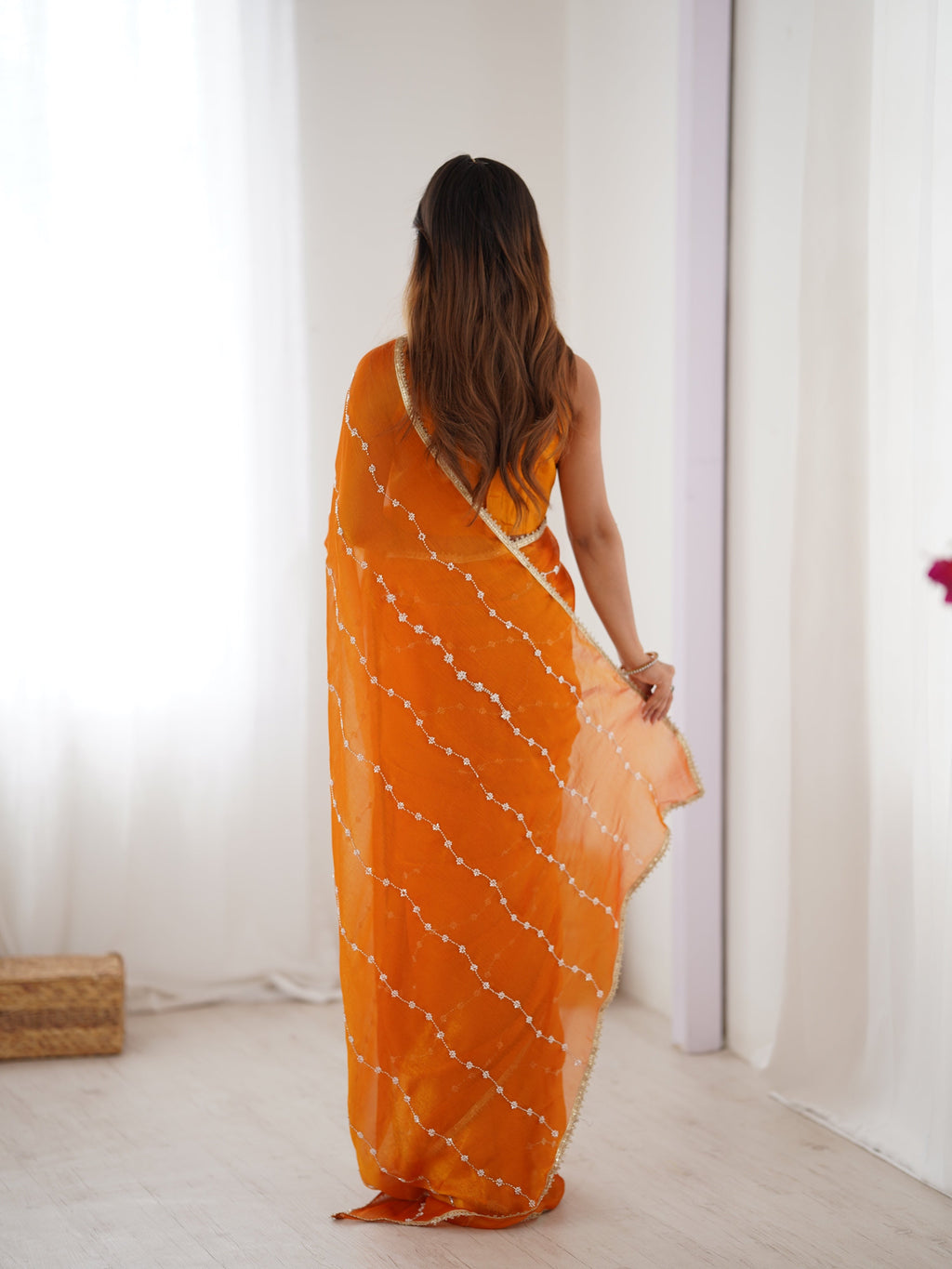 Jyoti Fashion Women's Mustard Soft Sitara Embroidered Designer Saree with Blouse - Distacart