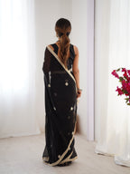 Jyoti Fashion Women's Black Fandy Silk Embroidered Designer Saree with Blouse - Distacart