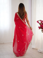 Jyoti Fashion Women's Pink Fandy Silk Embroidered Designer Saree with Blouse - Distacart