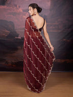 Jyoti Fashion Women's Brown Jimmy Choo Embroidered Designer Saree with Blouse - Distacart
