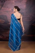 Jyoti Fashion Women's Blue Jimmy Choo Embroidered Designer Saree with Blouse - Distacart