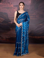 Jyoti Fashion Women's Blue Jimmy Choo Embroidered Designer Saree with Blouse - Distacart