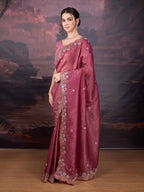 Jyoti Fashion Women's Pink Art Silk Sequins Embroidered Designer Saree with Blouse - Distacart