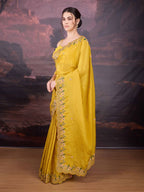 Jyoti Fashion Women's Yellow Art Silk Sequins Embroidered Designer Saree with Blouse - Distacart