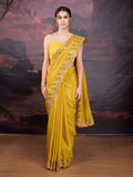 Jyoti Fashion Women's Yellow Art Silk Sequins Embroidered Designer Saree with Blouse - Distacart