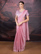 Jyoti Fashion Women's Baby Pink Jimmy Choo Sequins Embroidered Designer Saree with Blouse - Distacart