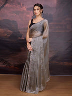 Jyoti Fashion Women's Grey Jimmy Choo Sequins Embroidered Designer Saree with Blouse - Distacart