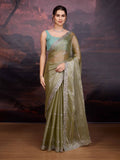 Jyoti Fashion Women's Sea Green Jimmy Choo Sequins Embroidered Designer Saree with Blouse - Distacart