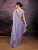 Jyoti Fashion Women's Light Purple Jimmy Choo Heavy Beads Work Designer Saree with Blouse - Distacart