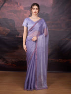 Jyoti Fashion Women's Light Purple Jimmy Choo Heavy Beads Work Designer Saree with Blouse - Distacart