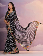 Jyoti Fashion Women's Black Coding Sequence Georgette Saree with Blouse - Distacart