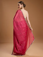 Jyoti Fashion Women's Gajri Red Jimmy Choo Sequins Embroidered Designer Saree with Blouse - Distacart