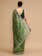 Jyoti Fashion Women's Mehendi Art Silk Sequins Embroidered Designer Saree with Blouse - Distacart