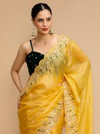 Jyoti Fashion Women's Yellow Art Silk Sequins Embroidered Designer Saree with Blouse - Distacart