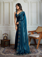 Jyoti Fashion Women's Morpich Fandy Satin Handwork Designer Saree with Blouse - Distacart