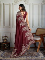 Jyoti Fashion Women's Maroon Rangoli Silk Embroidered Designer Saree with Blouse - Distacart