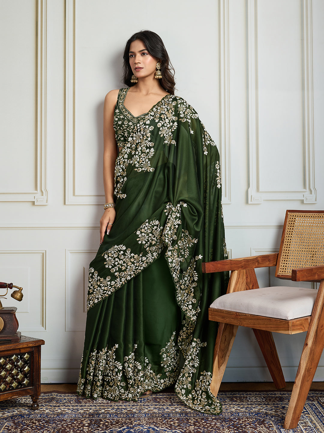 Jyoti Fashion Women's Green Rangoli Silk Embroidered Designer Saree with Blouse - Distacart