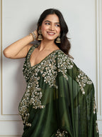 Jyoti Fashion Women's Green Rangoli Silk Embroidered Designer Saree with Blouse - Distacart