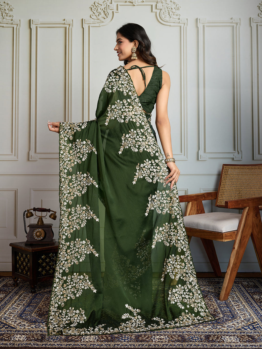Jyoti Fashion Women's Green Rangoli Silk Embroidered Designer Saree with Blouse - Distacart