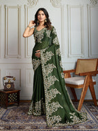 Jyoti Fashion Women's Green Rangoli Silk Embroidered Designer Saree with Blouse - Distacart
