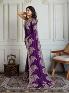 Jyoti Fashion Women's Purple Rangoli Silk Embroidered Designer Saree with Blouse - Distacart