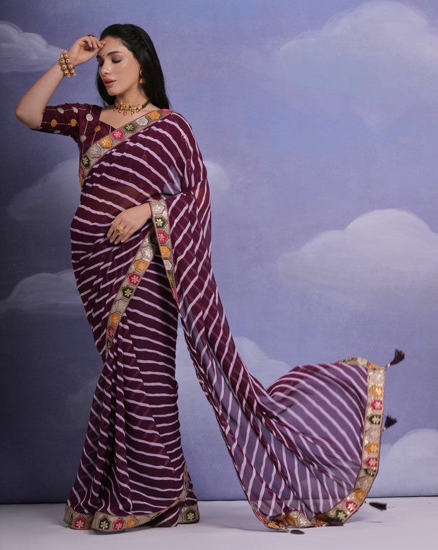 Jyoti Fashion Women's Wine Coding Sequence Georgette Saree with Blouse - Distacart
