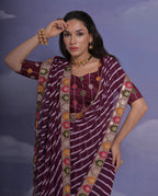 Jyoti Fashion Women's Wine Coding Sequence Georgette Saree with Blouse - Distacart