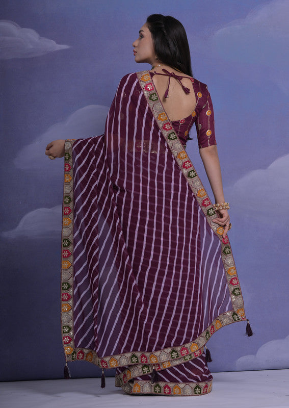Jyoti Fashion Women's Wine Coding Sequence Georgette Saree with Blouse - Distacart