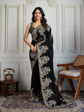 Jyoti Fashion Women's Black Rangoli Silk Embroidered Designer Saree with Blouse - Distacart