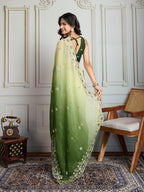 Jyoti Fashion Women's Green Soft Crush Embroidered Designer Saree with Blouse - Distacart