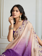 Jyoti Fashion Women's Purple Soft Crush Embroidered Designer Saree with Blouse - Distacart