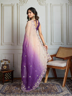 Jyoti Fashion Women's Purple Soft Crush Embroidered Designer Saree with Blouse - Distacart