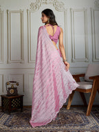 Jyoti Fashion Women's Pink Chiffon Silk Sequins Designer Saree with Blouse - Distacart