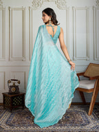Jyoti Fashion Women's Sky Blue Chiffon Silk Sequins Designer Saree with Blouse - Distacart