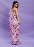 Jyoti Fashion Women's Pink Digital Print with Sequence Lace work Chinon Saree with Blouse - Distacart