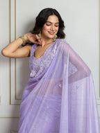 Jyoti Fashion Women's Lavender Art Silk Embroidered Designer Saree with Blouse - Distacart